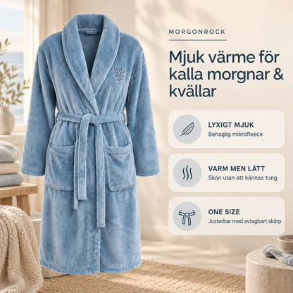 Lyxig morgonrock i mjuk fleece med brodyr